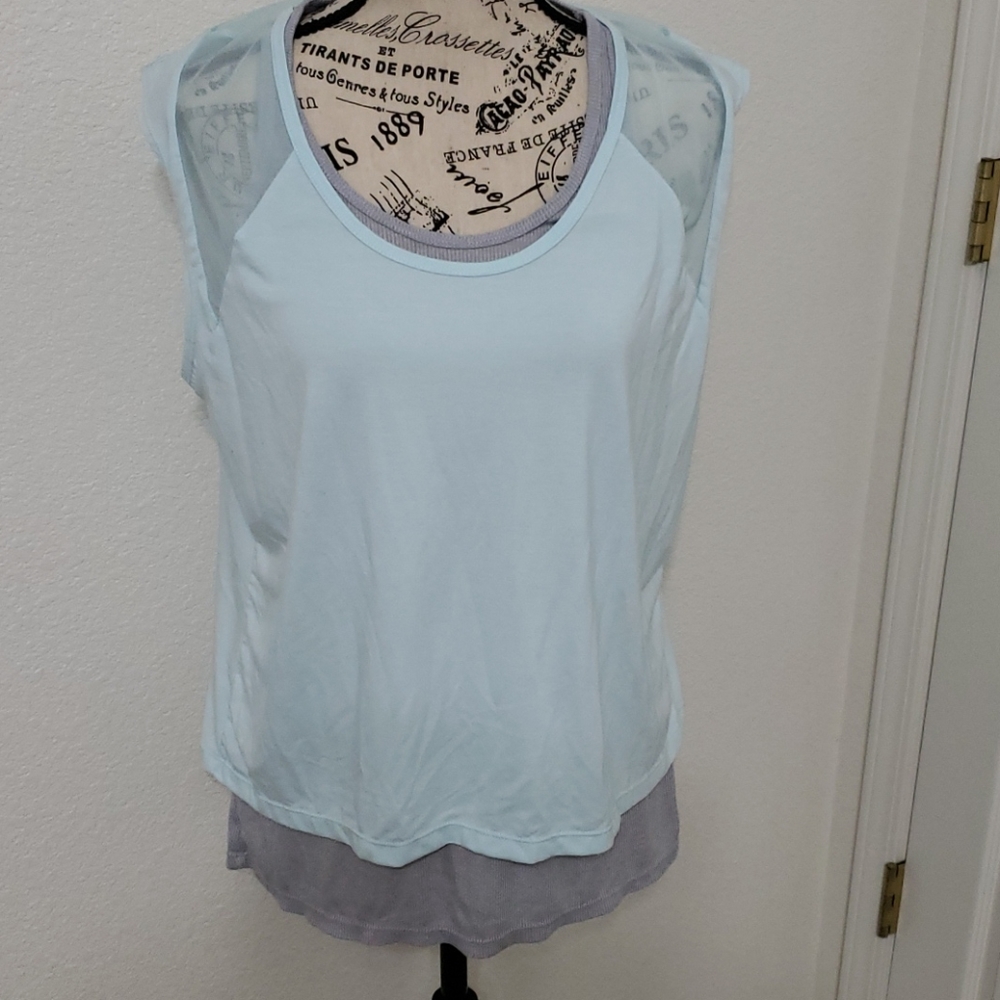 Cute work out tank top with attached cover shirt